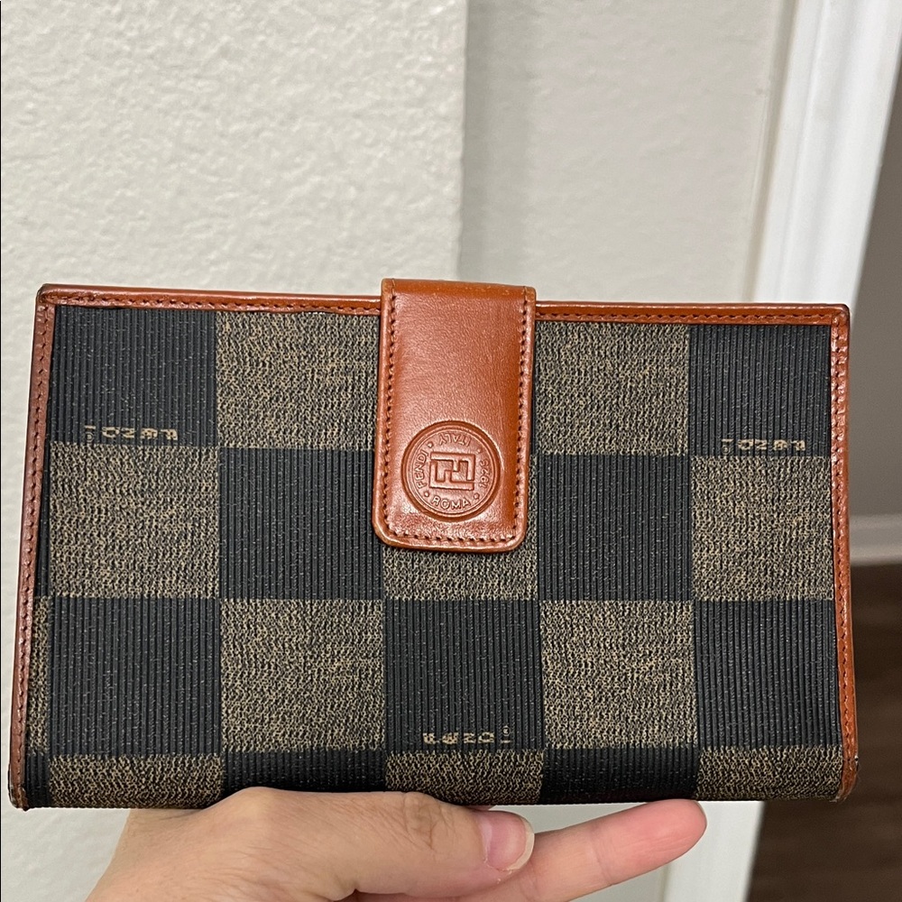 Fendi Brown and Black Checkered Wallet
